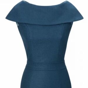 Ophelia Mermaid wiggle dress in petrol blue from Collectif